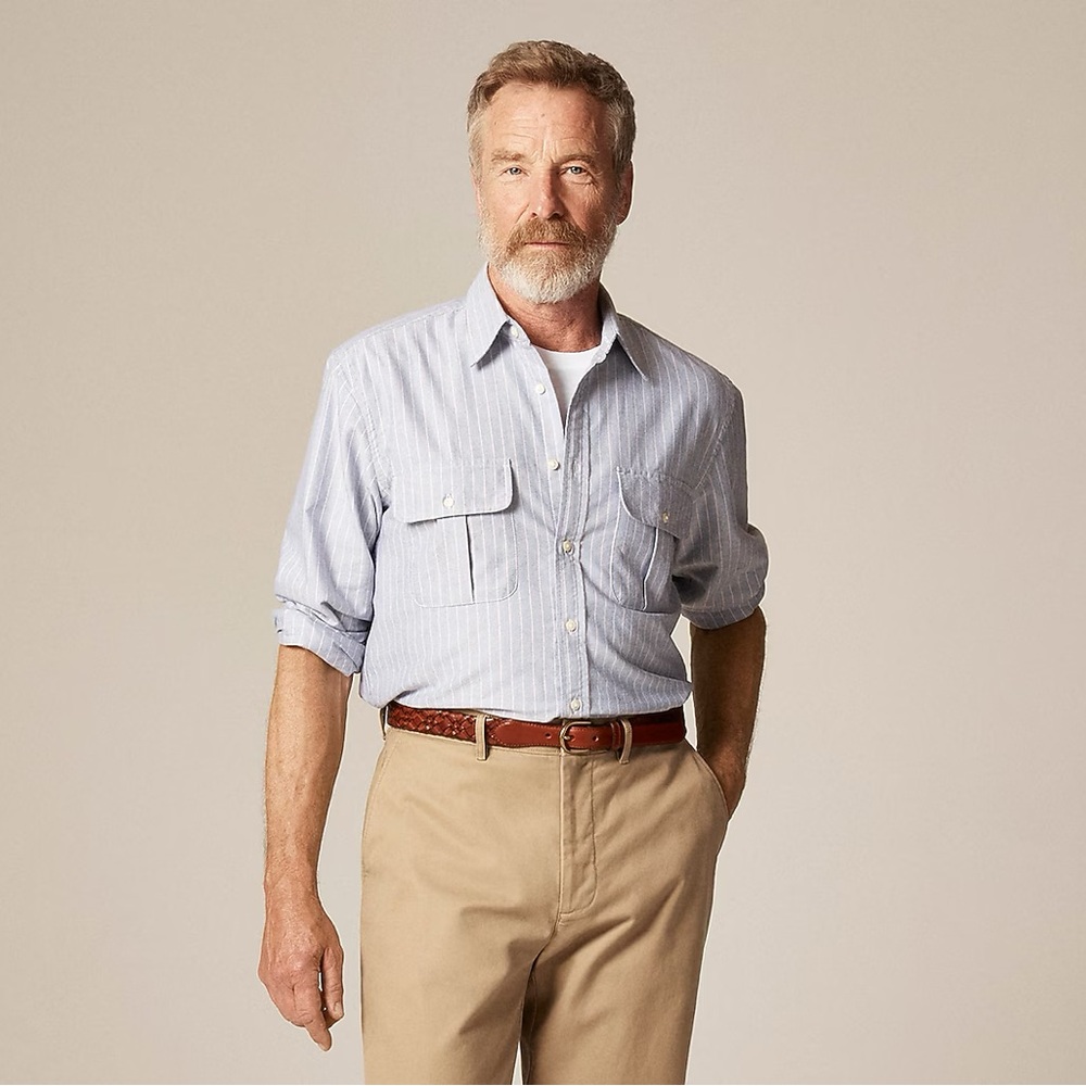 NWT J. Crew Classic Oxford Two-pocket Workshirt Gray